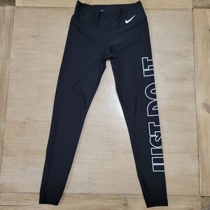 NWOT Nike Womens Small Tight Fit High Waist Leggings Black Just Do It DRIFIT